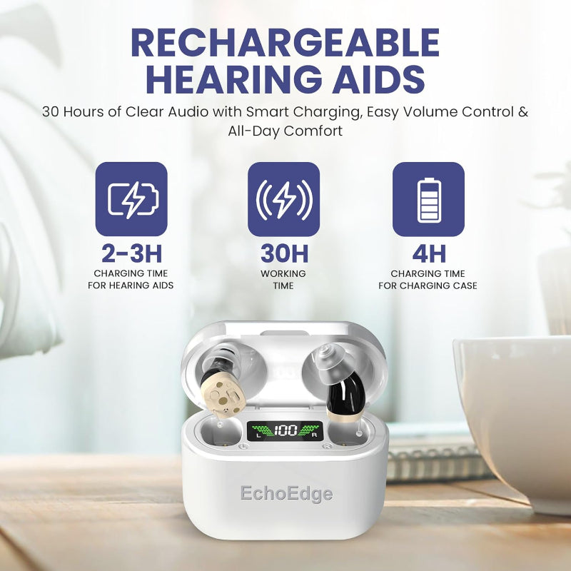 EchoEdge Rechargeable Invisible Hearing Amplifier Pack of 2
